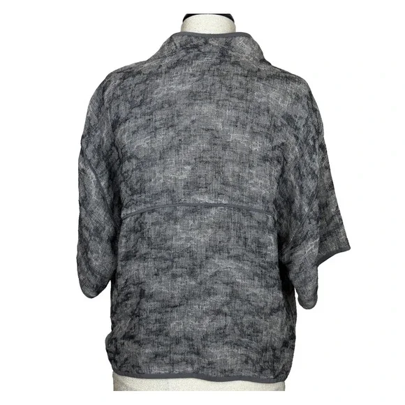 Eileen Fisher Jacket Womens Petite Large Gray Linen Silk Trim Kimono Tie Front - Picture 2 of 9
